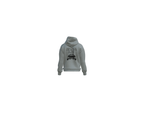 Gray hoodie with a graphic design on a white background