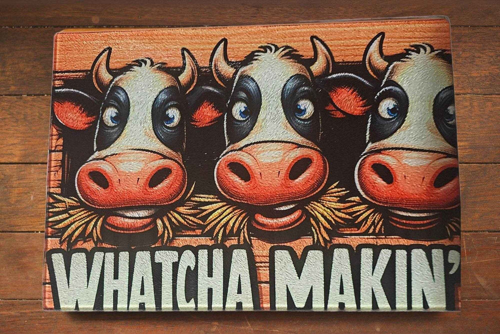 Ahoy Multicolor Cow Kitchen Cutting Board | Shatter Resistant Glass & Glass Cutting Board Extra Durable