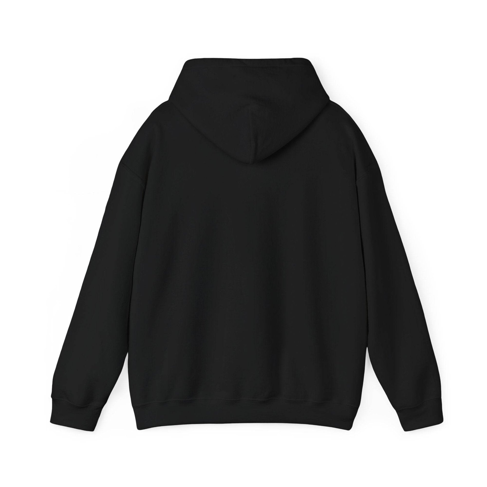 Back view of Hoodie Blank G18500 in black, hooded sweatshirt with a simple, casual design.