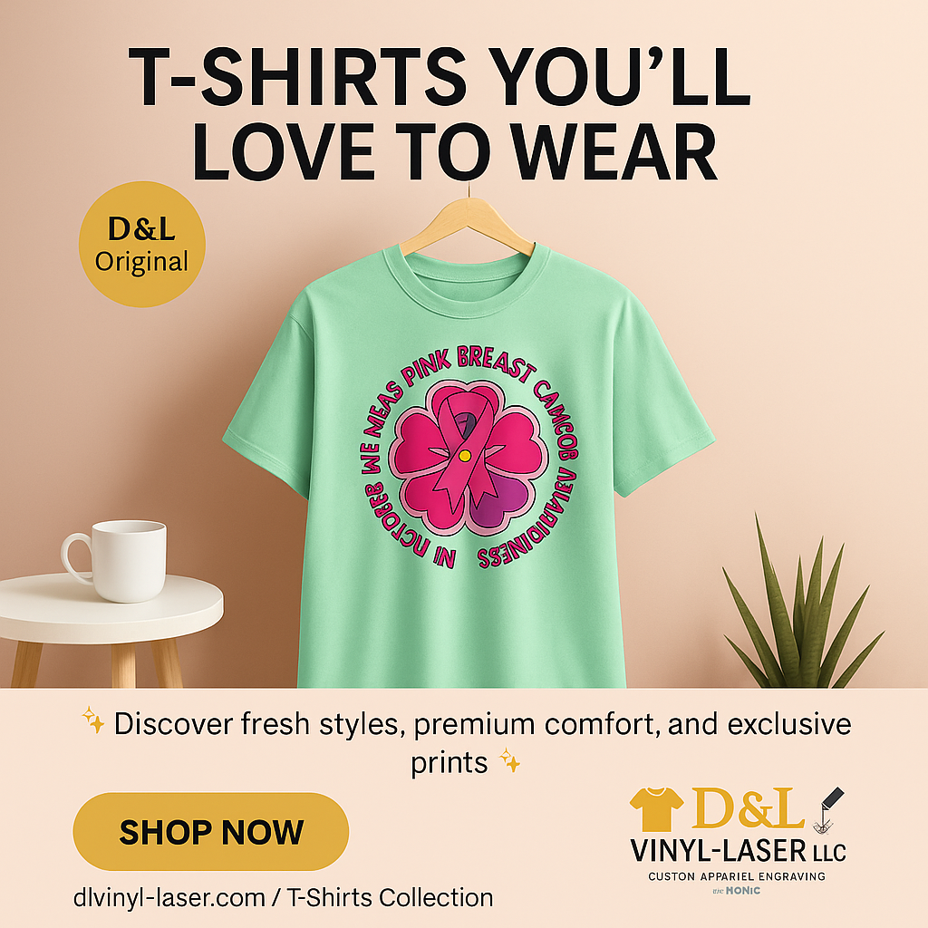 D&L Pink Flower Breast Cancer Gildan 5000 Cotton Tee