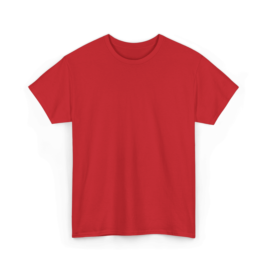 Red Mystery T-Shirt with a plain front on premium heavy cotton.