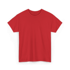 Red Mystery T-Shirt with a plain front on premium heavy cotton.
