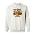 White sweatshirt with 'Whistlebrew Caffeinated Secrets' text and design on a green background