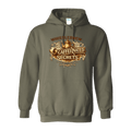 Gray hoodie with 'Whistlebrew Caffeinated Secrets' text and logo on a white background handmade to order by D&L Vinyl-Laser