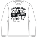 White long-sleeve shirt with black text and graphics on a green background