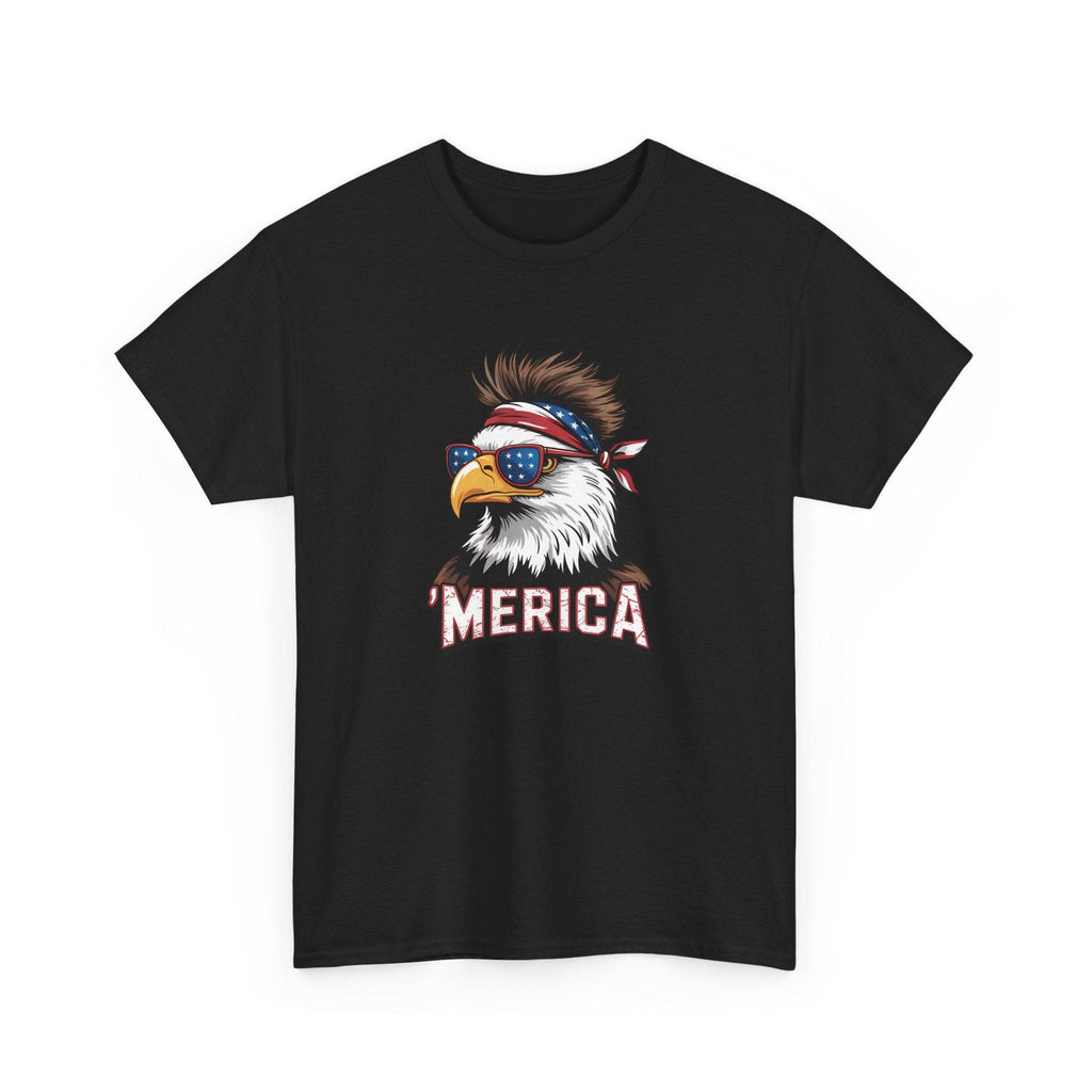 Patriotic Merica Bald Eagle Shirt with bandana-wearing eagle and star-spangled sunglasses