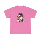 Merica Bald Eagle shirt on pink tee, bald eagle with bandana and star-spangled sunglasses, 'MERICA' text.