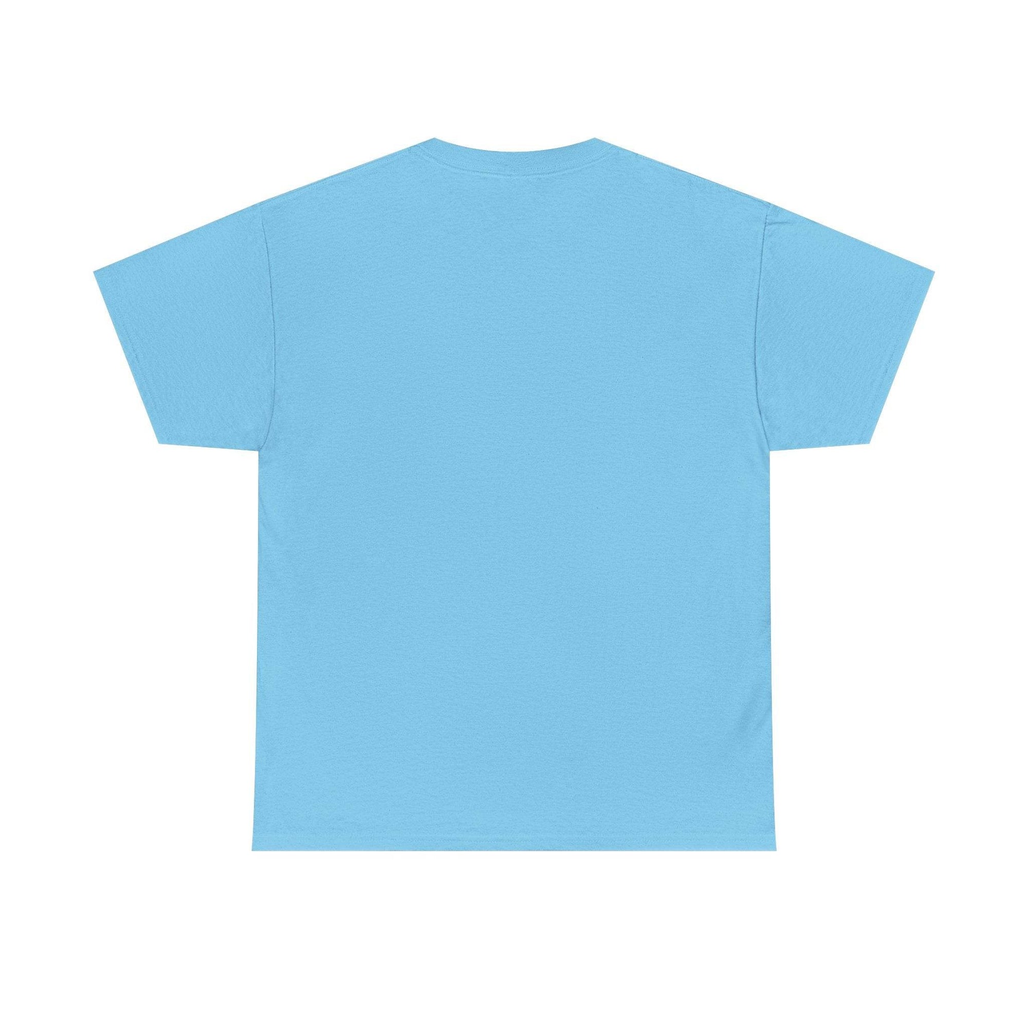 Back view of light blue G500B Youth T-shirt with short sleeves, plain.