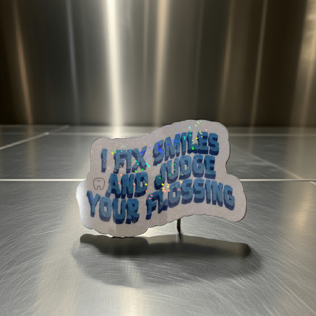 Decorative sign with text on a metallic surface
