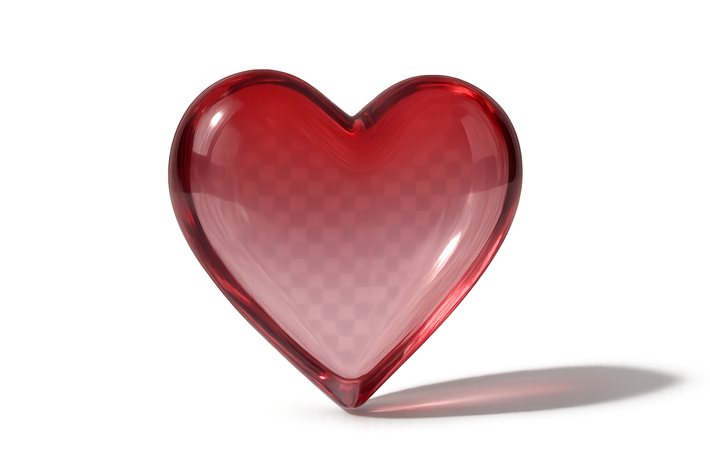 Red heart-shaped object on a white background