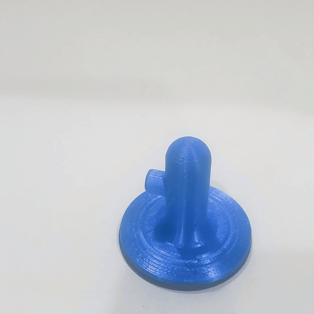 Blue 3D-printed object on a white background