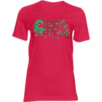 Pink CNA Christmas T-shirt with decorative 'CNA' letters and colorful holiday lights.