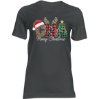 CNA Christmas T-Shirt: leopard C with Santa hat, plaid N, A-shaped Christmas tree, and Merry Christmas script.