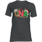 CNA Christmas T-Shirt with festive leopard and plaid letters, Santa hat, unisex comfy cotton tee.