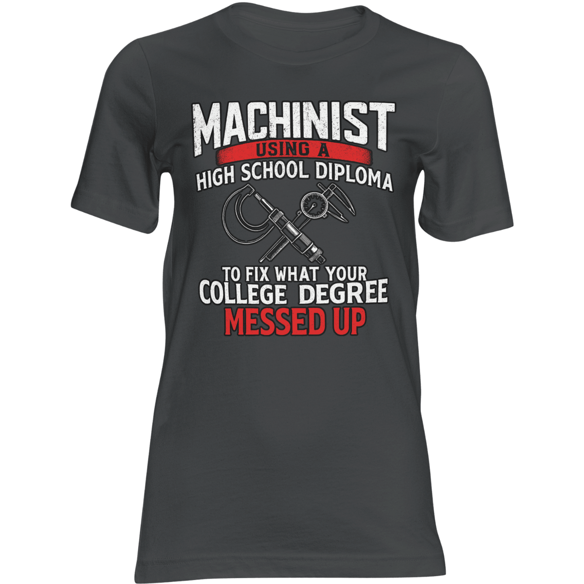 Black t-shirt with humorous text and graphic design on a transparent background