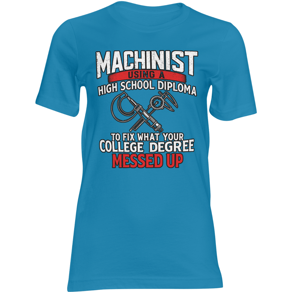 Blue t-shirt with text and graphic design on a transparent background