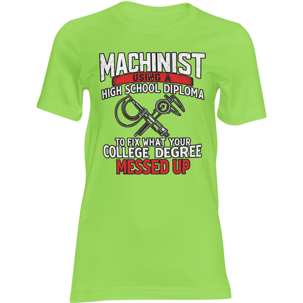 Green t-shirt with text and graphic design on a green background