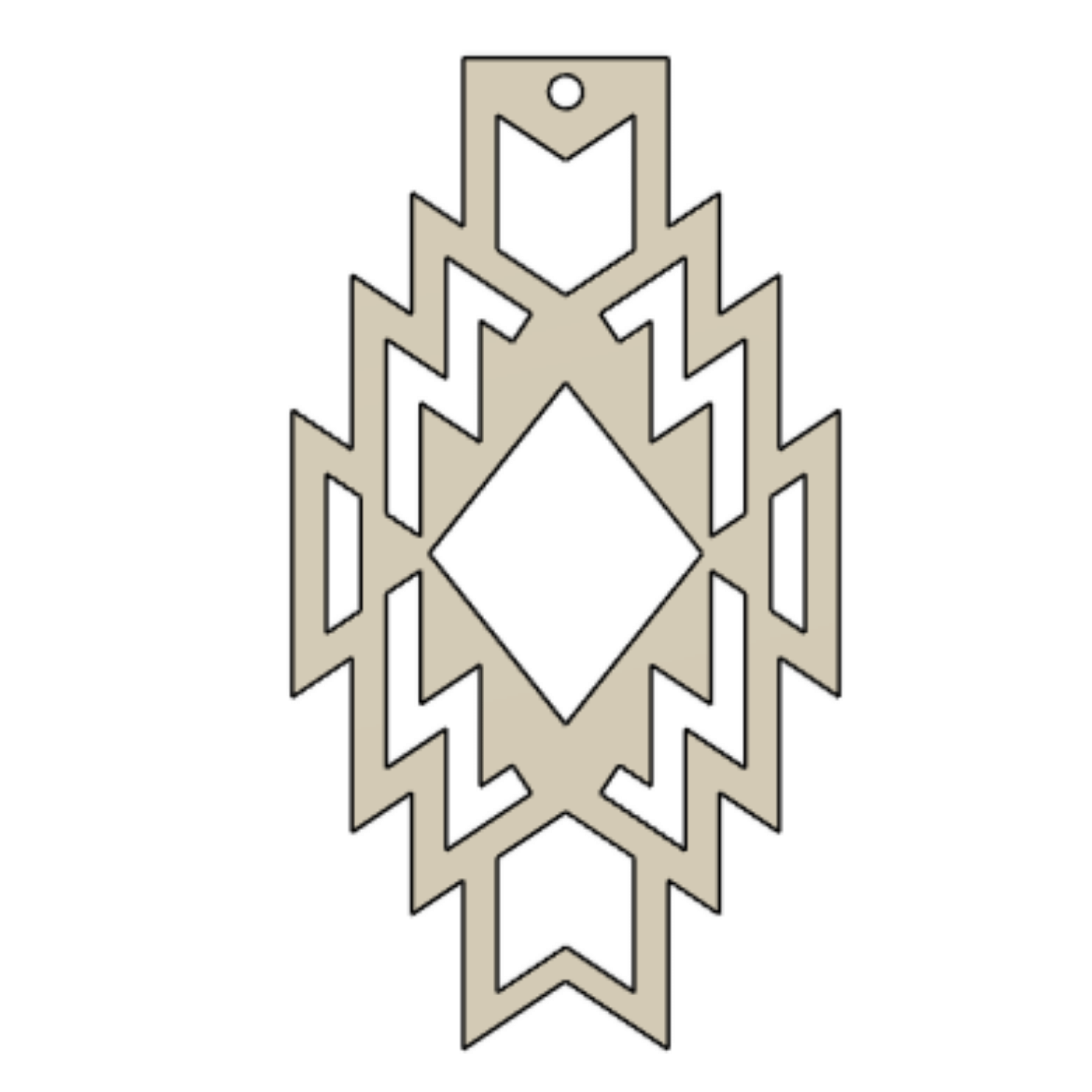 Decorative wall hanging with geometric pattern on a white background