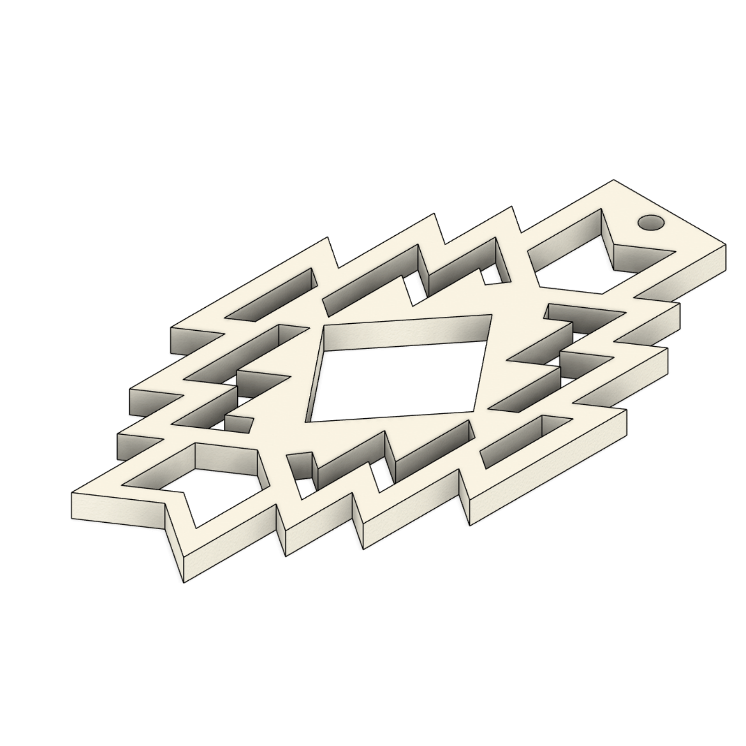 Geometric metal puzzle on a white background