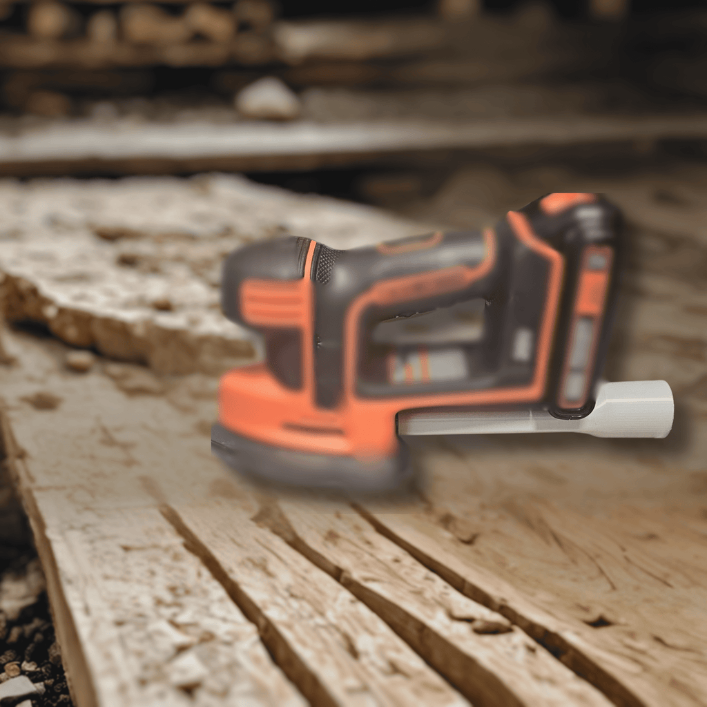 Sander on a wooden surface with blurred background