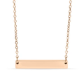A rose gold bar necklace with a horizontal bar pendant on a delicate chain, shown against a plain white background.