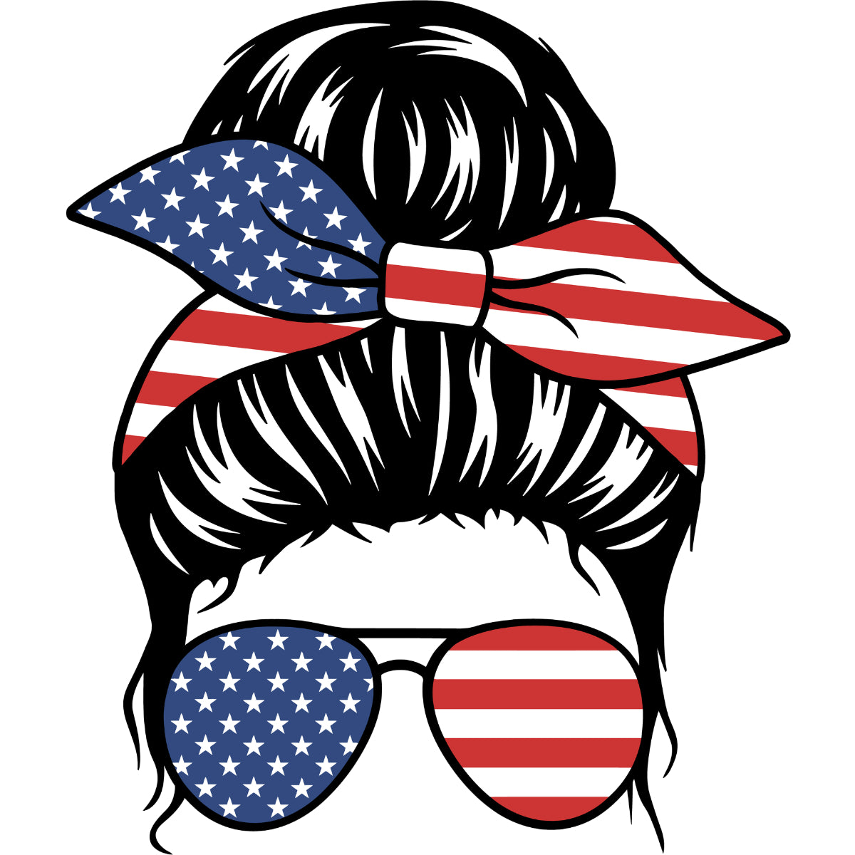 Transfer Patriotic Messy Hair 8.48"X10" DTF Transfer