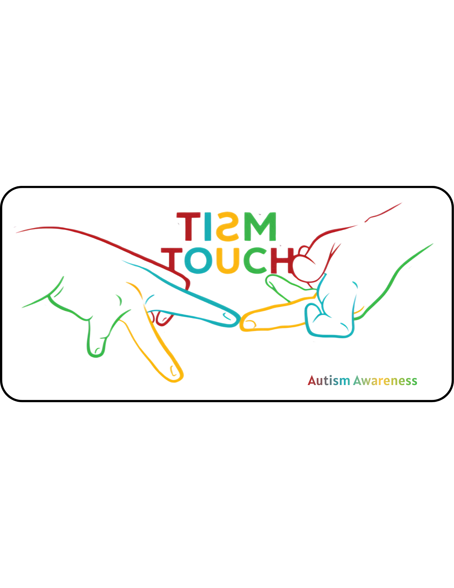 Colorful illustration of hands reaching towards each other with 'Autism Touch' text on a white background.
