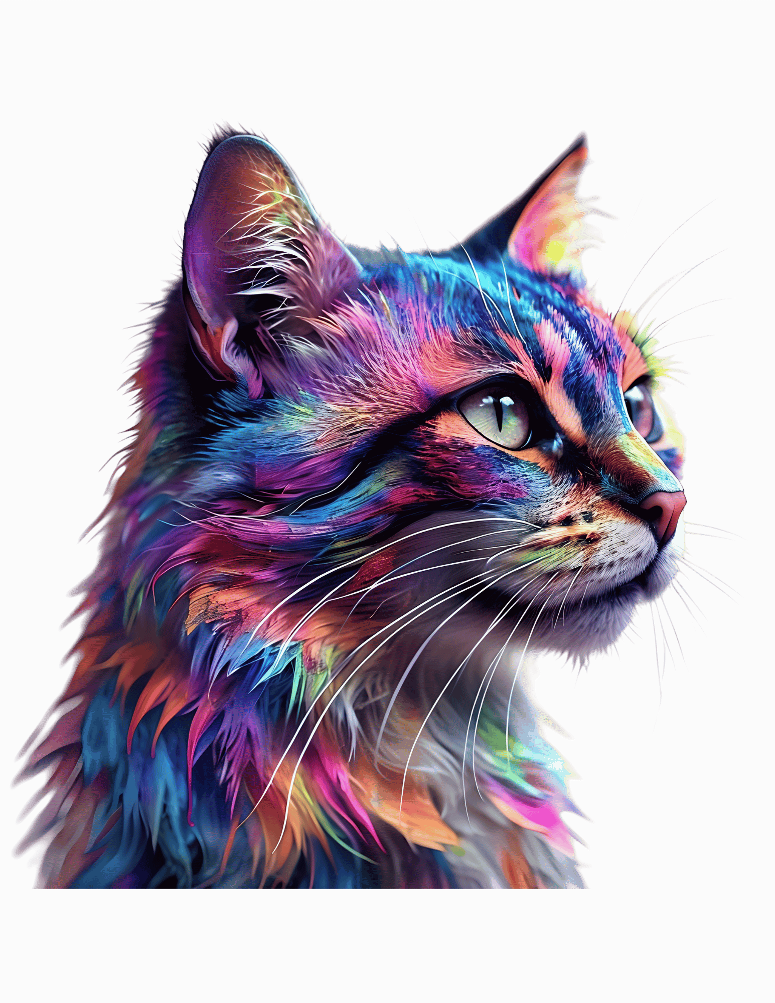 Colorful cat illustration on a dark background