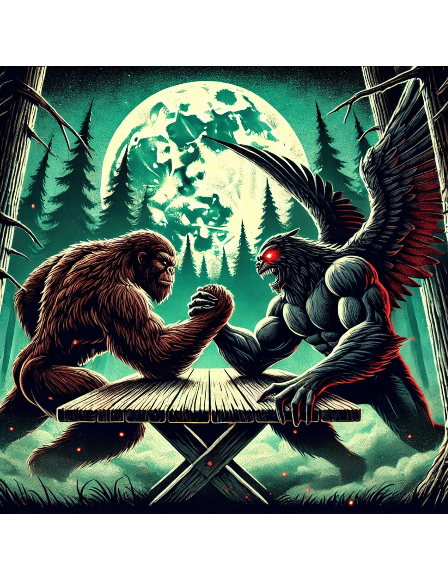 Bigfoot Mothman Arm Wrestling Sticker Eco Vibes Work Life