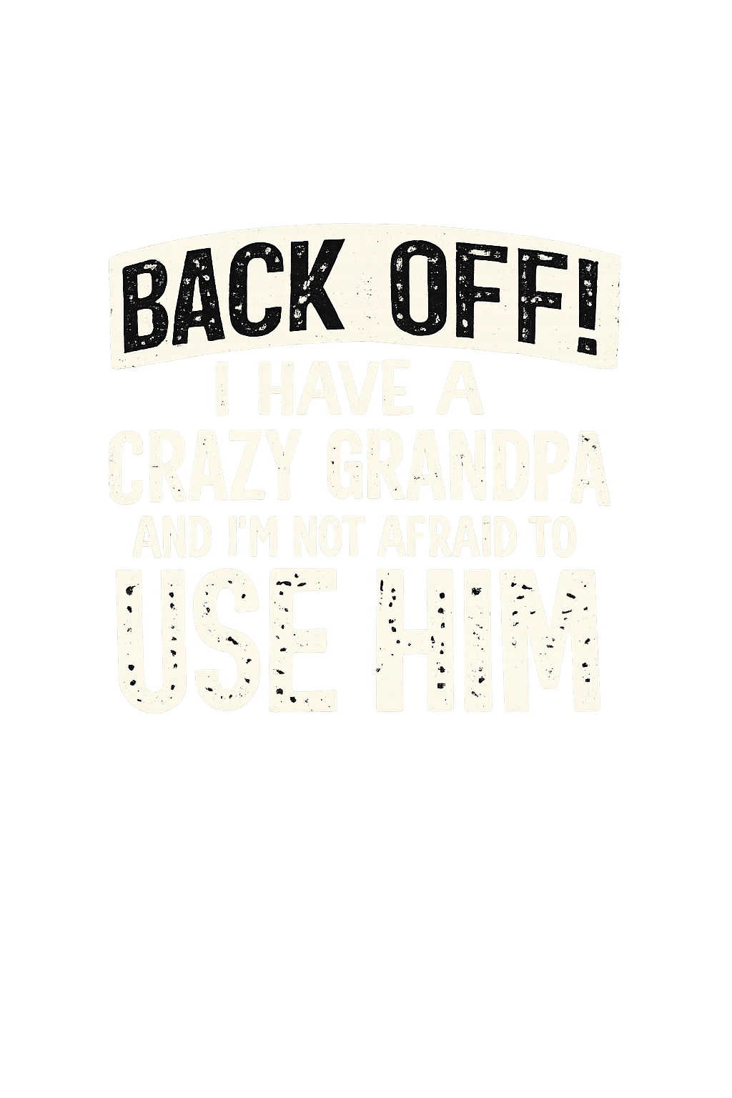 Text sign on a white background with black and yellow text.