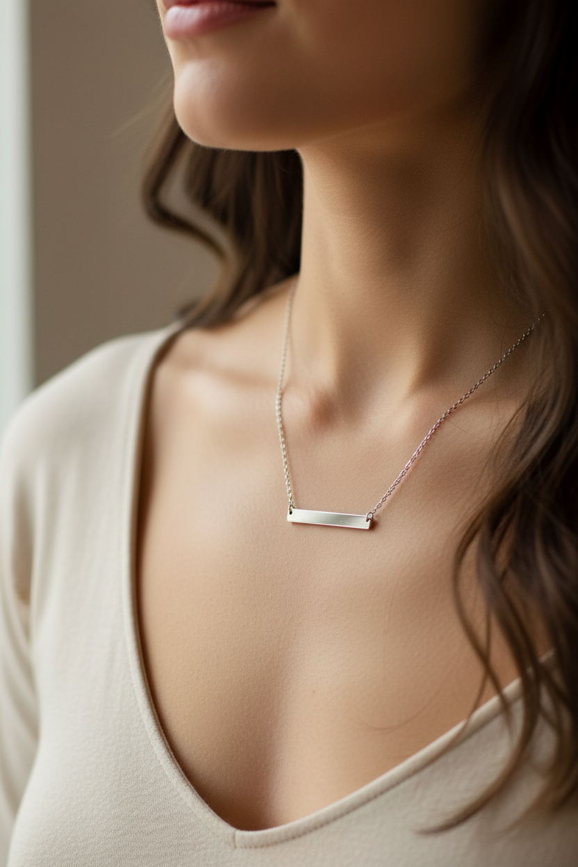 Silver Bar Necklace Mockup